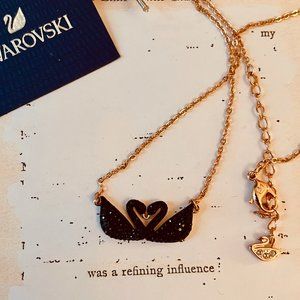 Iconic Swarovski Double Black Swan Necklace